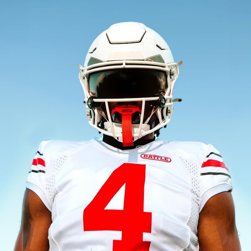 Battle Sports Speed Pro Two-Tone Mouthguard, No Boil, Braces Compatible, Connected Strap, Maximum Breathability (Yellow/Blue) - Image 1